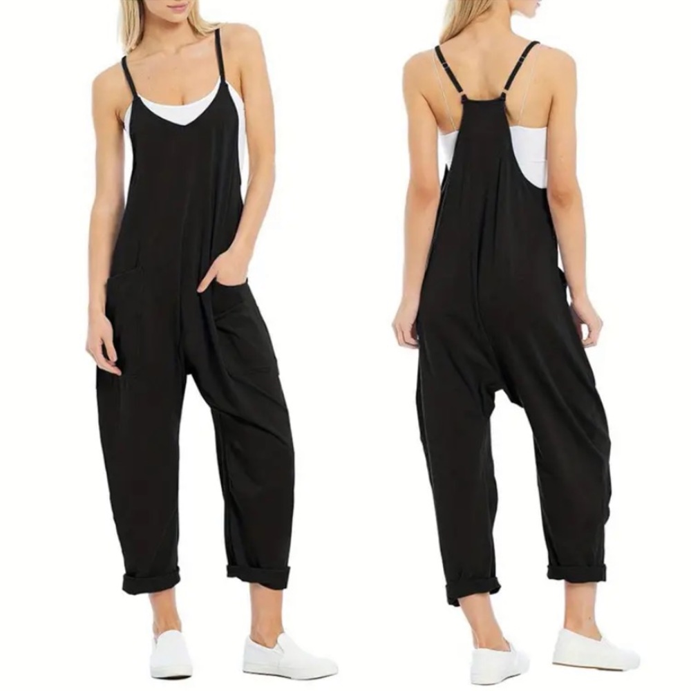 Black Casual Spaghetti-Strap Jumpsuit